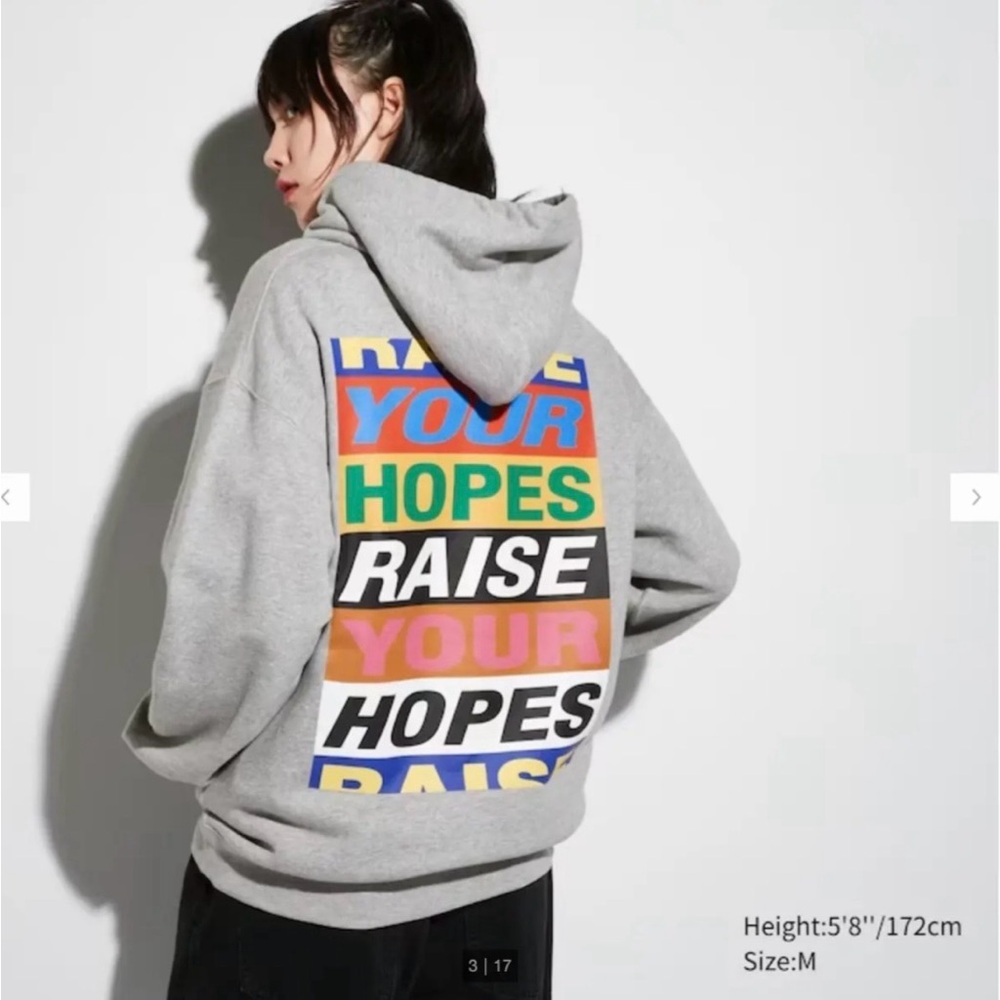 UNIQLO UT The Message Long-Sleeve Sweat Hoodie GRAY Lakwena Medium